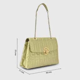 LAVIE LUXE Gold Solid Large Shoulder Handbag image 3