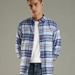 Tommy Hilfiger Blue Cotton Regular Fit Checks Shirt-picture-11