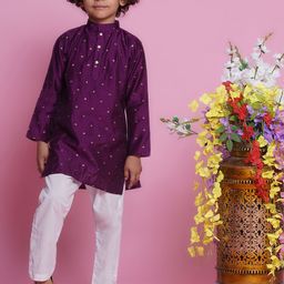 Little Bansi Boys Pure Silk Kurta with Pyjamas-picture-11