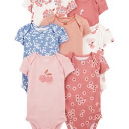 Carter's Half Sleeves  Onesies With Floral Print Pack of 7 - Multicolour-picture-16