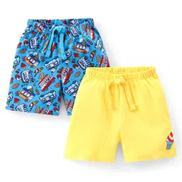 Babyhug Cotton Knit Ice Cream Printed Shorts Pack of 2 - Multicolour-image-101