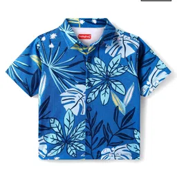 Babyhug Cotton KnitHalf Sleeves Tropical Theme Printed Shirt - Blue-picture-24