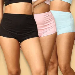 The Mom Store Cotton Pack Of 3 Solid Maternity Panties - Blue Black & Pink-picture-10