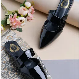 Shoetopia Solid Slip On Mules - Black-picture-32
