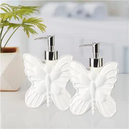 Kookee Ceramic Soap Dispenser handwash Pump for Bathroom, Set of 2, White (9573)- 300 ml image 2