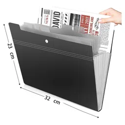 Storite 8 Pockets File Folder, A4/Letter Size Accordion File Organizer, Expandable Document Holder, Portable Folders for Classroom,Home,Office - Black (32 * 23cm) image 2