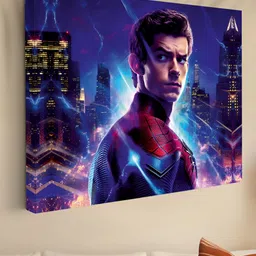 Livin'luxe Purple & Red Superhero Cityscape Canvas Wall Art-picture-10