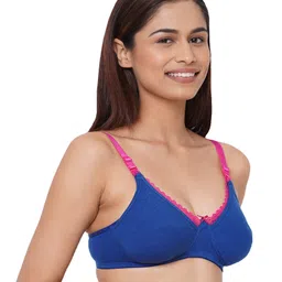 Inner Sense Pack Of 3 Organic Antimicrobial Laced Soft Nursing Bra - Blue & Black image 5