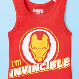 Babyhug Marvel Knit Sleeveless Vests With Avengers Graphics Pack Of 3 - Red Blue & White image 4