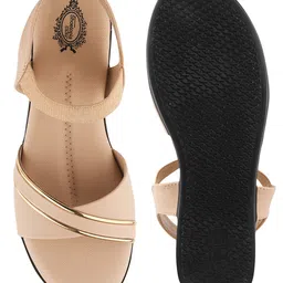 Shoetopia Solid Sandals - Beige image 5