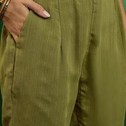 TWINS LADY Ethnic Motifs Embroidered Georgette V-Neck Empire Kurta With Trousers & Dupatta image 4