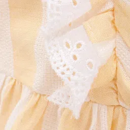 Babyhug Rayon Sleeveless Top With Striped & Lace Detailing - Yellow image 5