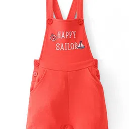 Babyoye 100% Cotton with Eco Jiva Finish Half Sleeves Striped Tee with Dungaree - Red & White image 5