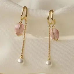 SZN KoreanEarring417 Gold-Plated Contemporary Shaped Pearls Drop Earrings-picture-12