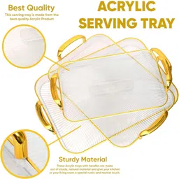 barepepe Premium Serving Tray Set for Kitchen Rectangle Stylish Design Fancy Tray, Plate Serving Set image 3