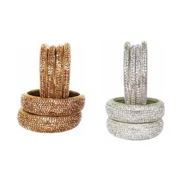 Only Offers Set Of 2 Multi Glass Artificial Stones Bangle-picture-37