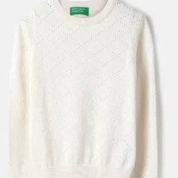 United Colors of Benetton Girls Pointelle Knit Structure Pure Cotton Sweatshirt-picture-43