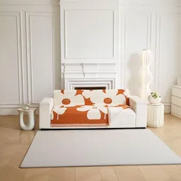 HOMETHREADS Orange & Orange Printed Sofa Cover-picture-15