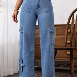 DressBerry Women Comfort Wide Leg High-Rise Light Fade Acid Wash Stretchable Jeans-image-44
