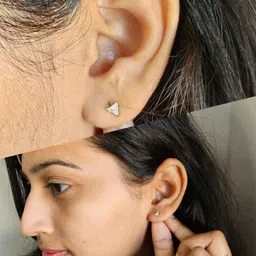 Tryambakam jewels Gold-Plated American Diamond Studded Triangular Studs image 4