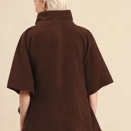 Qurvii Mock Collar Fleece Longline Poncho Jacket image 3