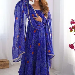 Daeneyrys Women Printed Flared Anarkali Ethnic Dresses-picture-12