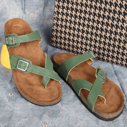 MOZAFIA Women One Toe Flats with Buckles-picture-31