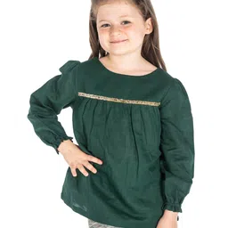 Cherry Crumble by Nitt Hyman Full Sleeves Glitter Finish Belt Top - Dark Green-picture-13