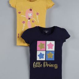 Plum Tree Little Short Sleeves Pack Of 2 Doll & Star Print Tee - Yellow Blue-picture-23