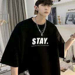 StyleCast Men Typography Printed Round Neck Oversized T-shirt-picture-37