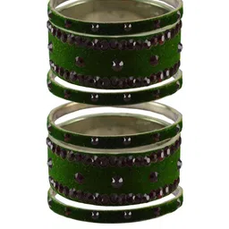 Vidhya Kangan Dark Green Stone Stud Brass Bangle-picture-28