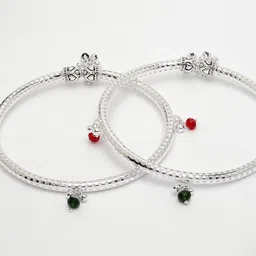 Anouk Set of 2 Silver-Plated Beaded Kada Anklets image 5
