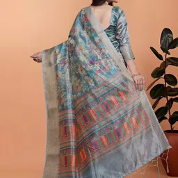 Mitera Floral Printed Banarasi Saree image 4