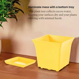 Kuber Industries 10-Pcs Yellow Premium Flower Pots for Garden withBottomPlates image 4