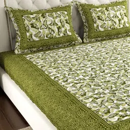 DGSM CRAFT Green 144 TC King Bedsheet with 2 Pillow Covers image 4