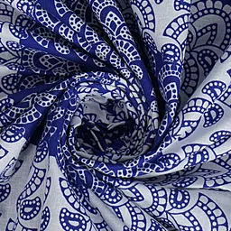 POORAK Blue & White Ethnic Motifs 104 TC Single Cotton Bedsheet Set 2.74 m x 2.74 m image 2