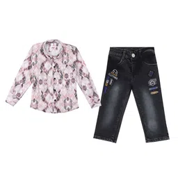 BAESD Boys Abstract Printed Spread Collar Shirt With Trousers-picture-20