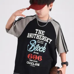 INCLUD Boys Typography Printed Round Neck Raglan Sleeves Oversized Fit T-shirt-picture-57