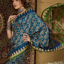 Saree mall Ethnic Motifs Silk Blend Bagru Sarees image 4