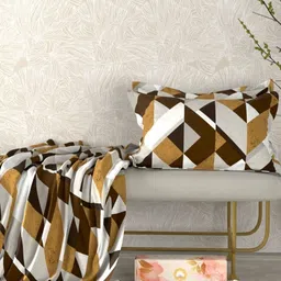 Pure Decor Velar Sib Brown Geometric Cotton 400 TC Double King Bedsheet Set-2.74m X 2.74m-image-48