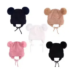 Adorazone Kids Winter Beanie Cap With Pom Pom image 3