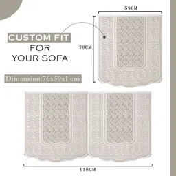 Aura Cream-Coloured Printed Cotton Sofa Cover image 3