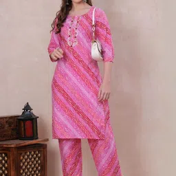 JC4U Printed Regular Thread Work Pure Cotton Kurta with Palazzos-image-24