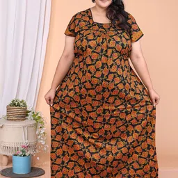 JAIPZZ APPARELS Women Plus Size Floral Printed Maxi Nightdress-image-41