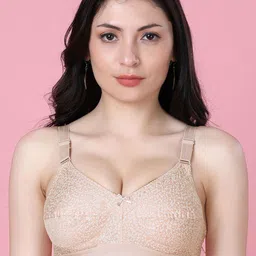 Shyam Sons FLAIR Dipali Light Peach Seamed Non Padded Minimizer Cotton Bra-picture-20