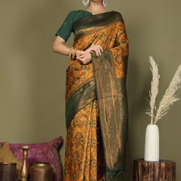 Mitera Ethnic Motifs Woven Design Zari Saree With Blouse Piece-picture-14