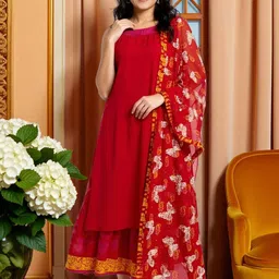 KYVO Women Floral Solid Kurta with Sharara & Dupatta-picture-26