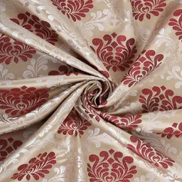 Myntra Elegant Homes Beige & Maroon Set of 2 Ethnic Motifs Printed Long Door Curtain image 3