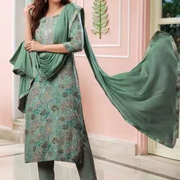 DIVASTRI Women Floral Printed Kurta with Trousers & Dupatta-picture-36