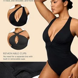 Toomley Women 3-Way Neckline Padded Cut-Out Bodysuit image 4